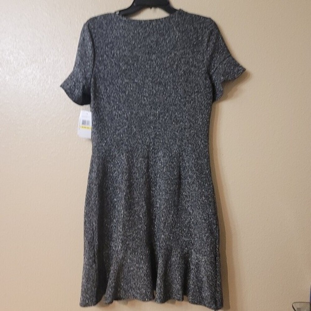ECI New York womens Giltter Metalic Dress W/ Sleeve and Buttom Flutter Hem - Picture 8 of 9